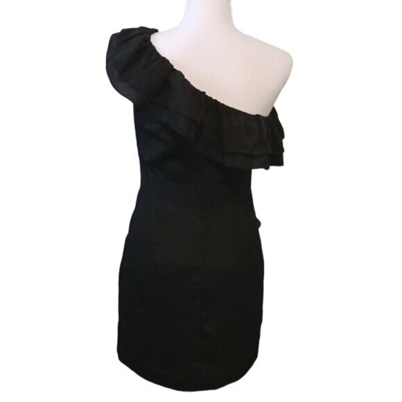 Level Eight Black One Shoulder Ruffled Mini Cocktail Dress Size M - Picture 5 of 12